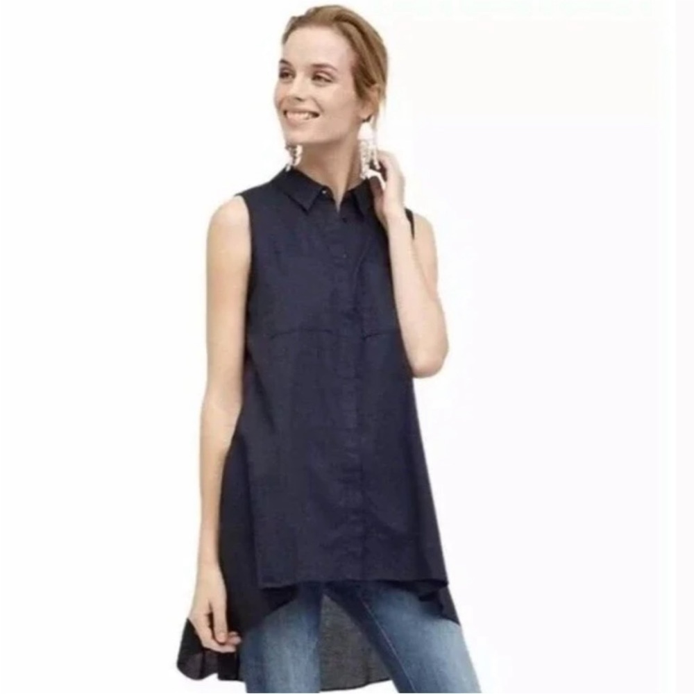 Anthropologie HD in Paris Sleeveless Button Down Shirt